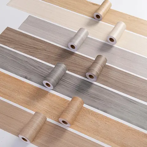 1Roll 5M/196.85inch Realistic Wood Grain Repair Adhensive Duct Tape Floor Furniture Renovation Skirting Line Sticker