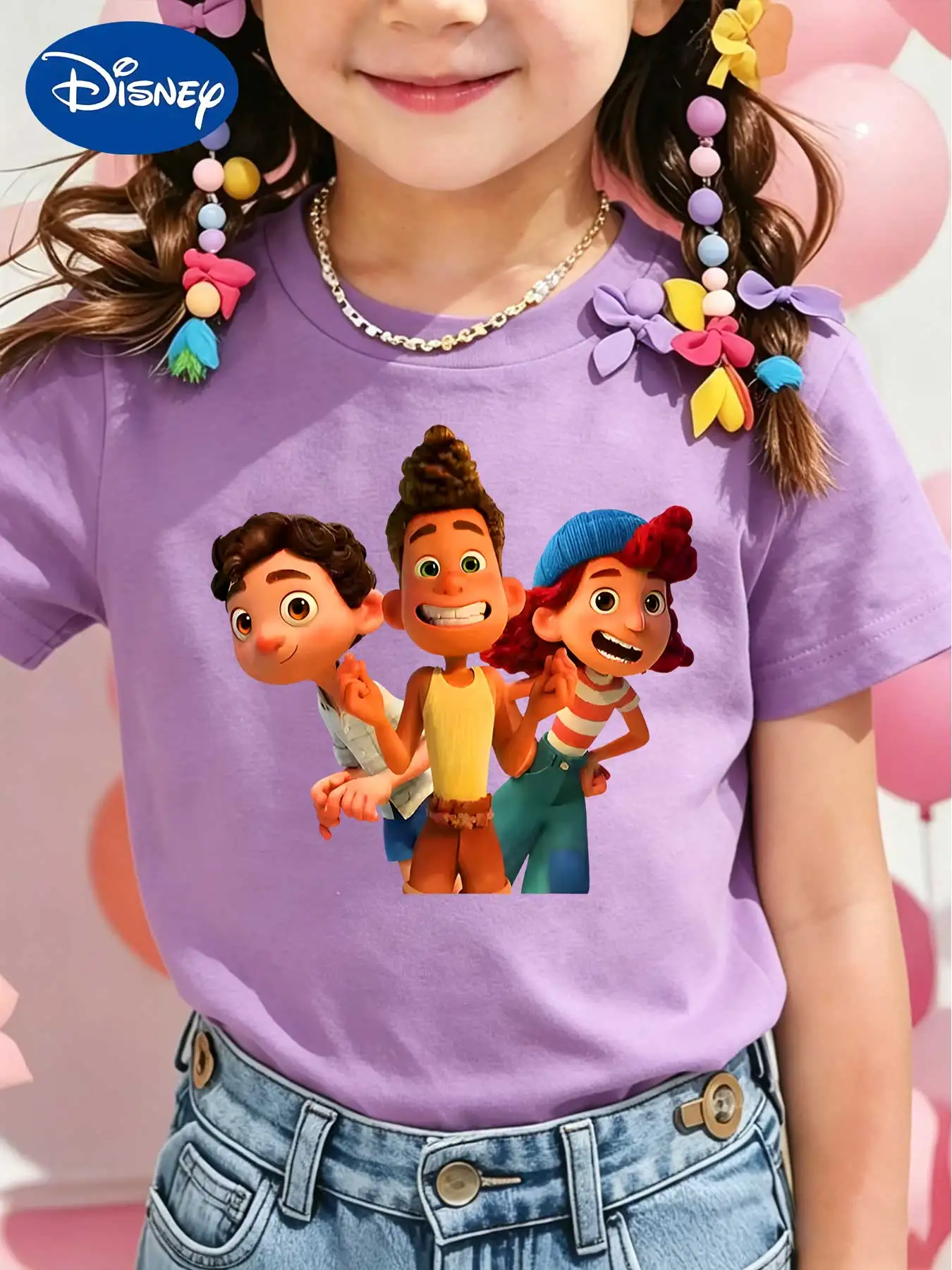Летняя футболка Disney Summer Friendship Luca Alberto Julia с короткими рукавами для детей, свободная летняя футболка для девочек
Летняя футболка Disney Summer Friendship Luca Alberto Julia с короткими рукавами для детей, свободная летняя футболка для девочек