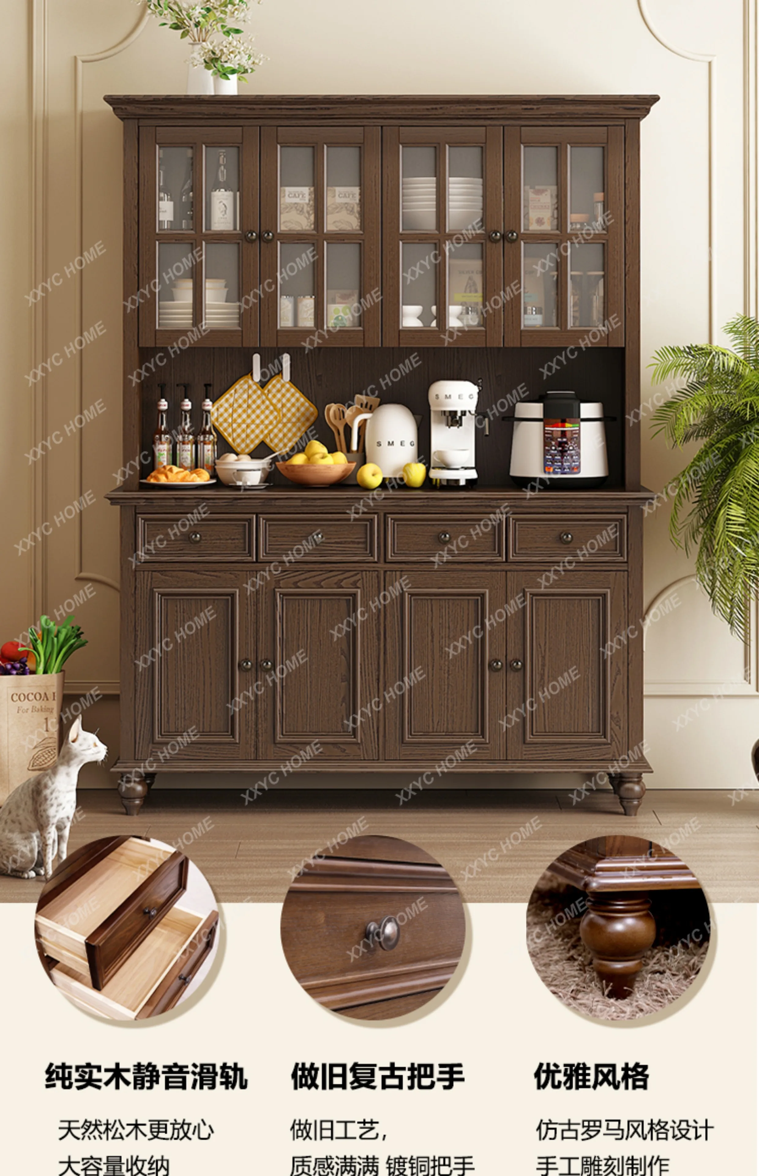 LJYRetro Solid Wood Four-door Sideboard Wall-mounted Integrated Storage Cabinet
LJYRetro Solid Wood Four-door Sideboard Wall-mounted Integrated Storage Cabinet