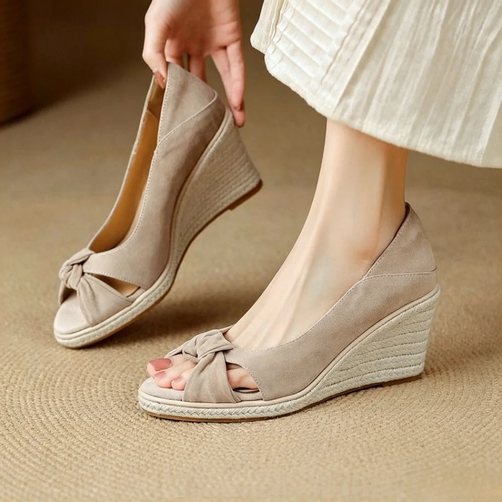 2026 New Flock Wedges High Heels,Women Platform Pumps,Peep Toe Bowtie Casual Shoes,Slip On,Black,Apricot,Dropship
2026 New Flock Wedges High Heels,Women Platform Pumps,Peep Toe Bowtie Casual Shoes,Slip On,Black,Apricot,Dropship