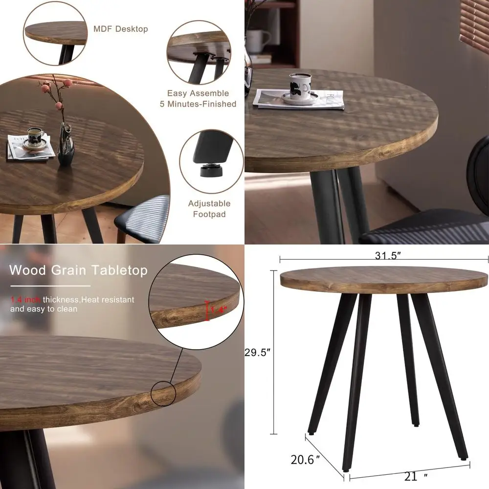 Обеденный стол в стиле модерн середины века, 31,5 дюймов, с текстурой дерева, круглый, для небольших помещений
Обеденный стол в стиле модерн середины века, 31,5 дюймов, с текстурой дерева, круглый, для небольших помещений