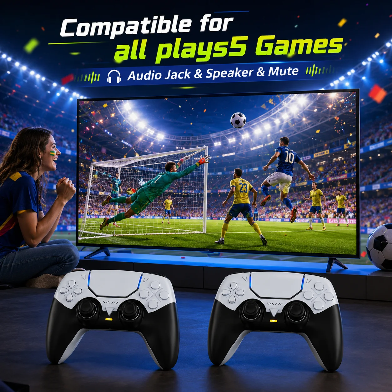 P5 Wireless Game Controller Bluetooth Gamepad Programmable Buttons Mute Speaker Audio Jack Console Gaming Joystick
P5 Wireless Game Controller Bluetooth Gamepad Programmable Buttons Mute Speaker Audio Jack Console Gaming Joystick