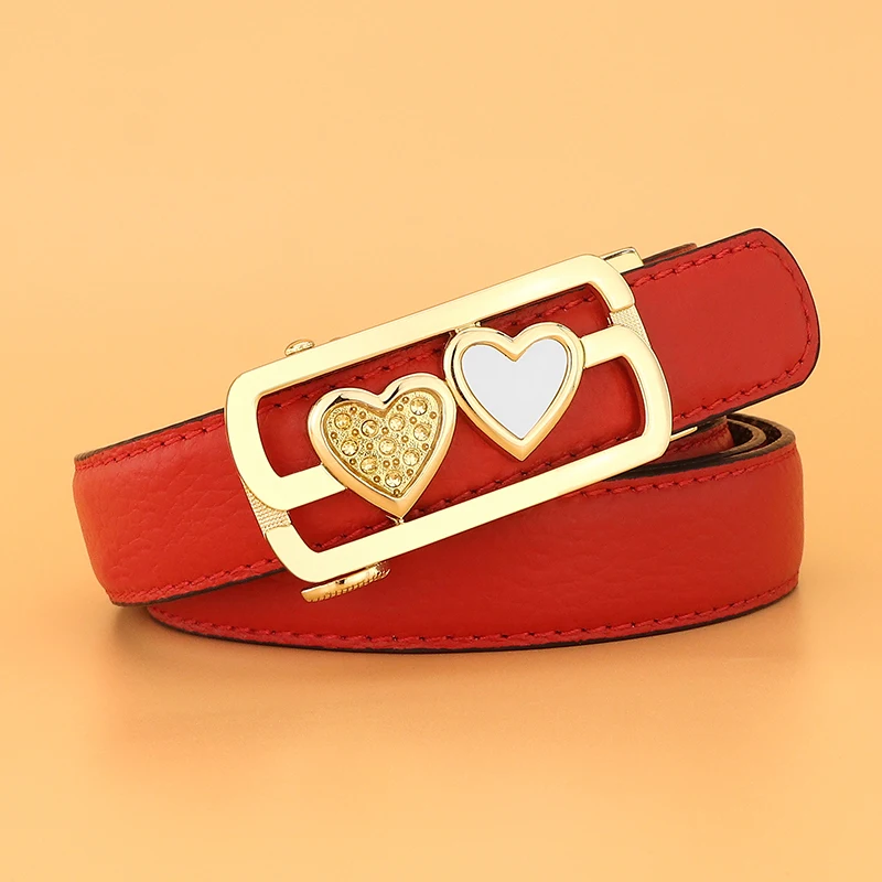 Women Red Designer Automatic Buckle Heart Belts High Quality Genuine Leather Brand 2.4CM Fine Waist Belt Jeans Lady Waistband
Women Red Designer Automatic Buckle Heart Belts High Quality Genuine Leather Brand 2.4CM Fine Waist Belt Jeans Lady Waistband