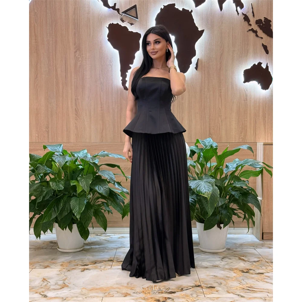 Cathy Customized Black Strapless Column Prom Dresses Sleeveless Pleated vestidos de noiva Elegant Floor-Length Evening Dress
Cathy Customized Black Strapless Column Prom Dresses Sleeveless Pleated vestidos de noiva Elegant Floor-Length Evening Dress