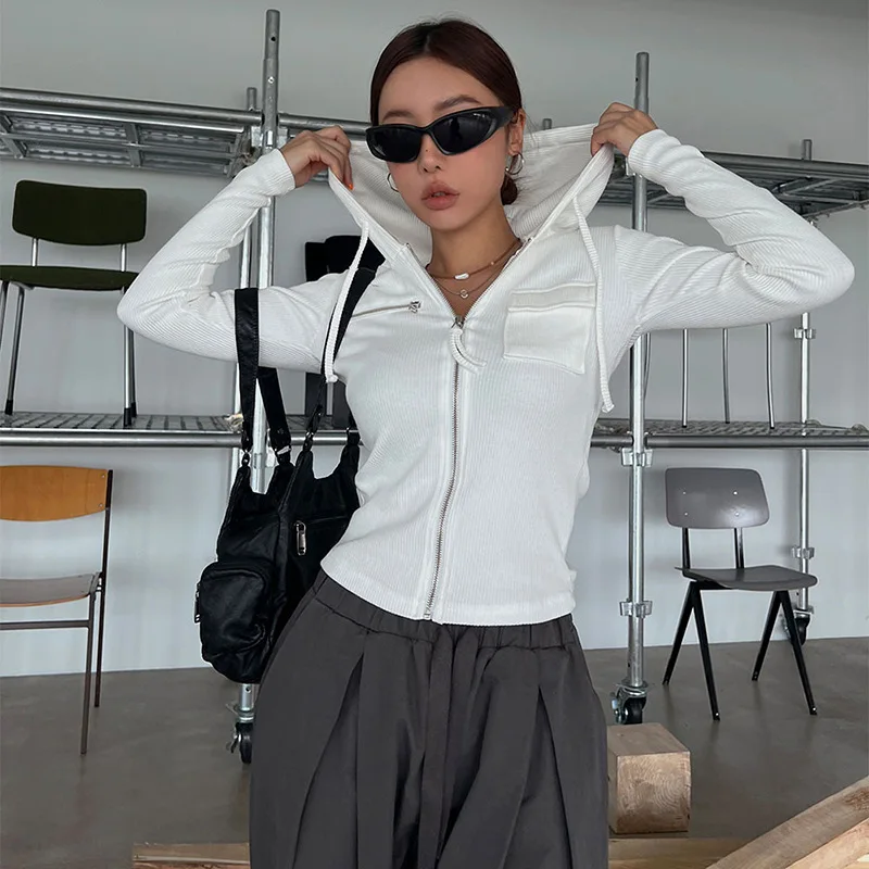 Women's Hooded Slimming Sweater, American-Style Pocket Zipper, Long Sleeve, Casual Shirt, Girl Shirt, Autumn, New
Women's Hooded Slimming Sweater, American-Style Pocket Zipper, Long Sleeve, Casual Shirt, Girl Shirt, Autumn, New