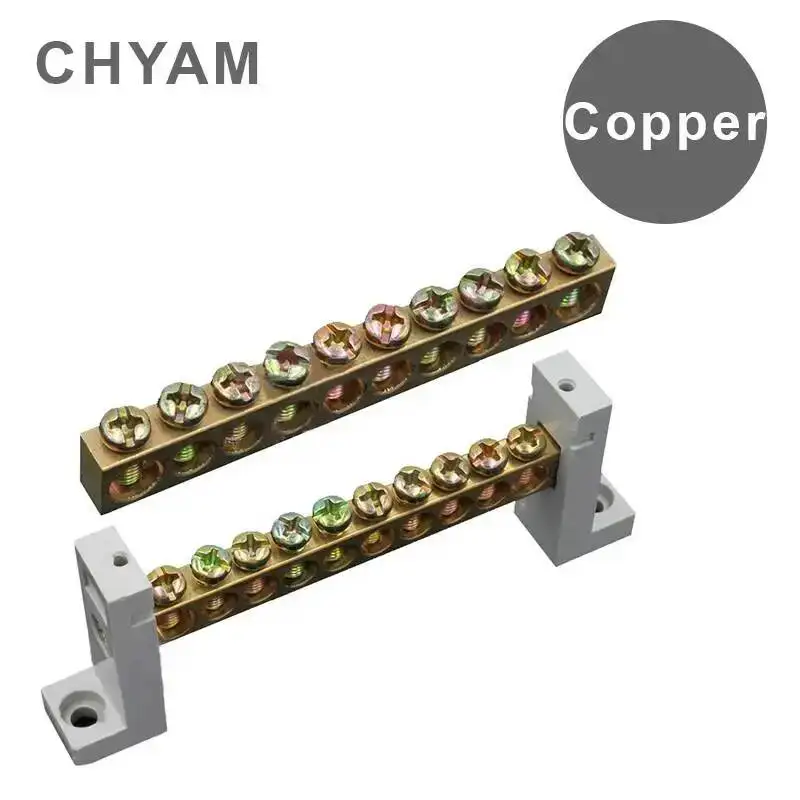 Terminal Block Connection Row 5 7 10 Holes Ground Copper Bar Distribution Box Screws Type Connector
Terminal Block Connection Row 5 7 10 Holes Ground Copper Bar Distribution Box Screws Type Connector