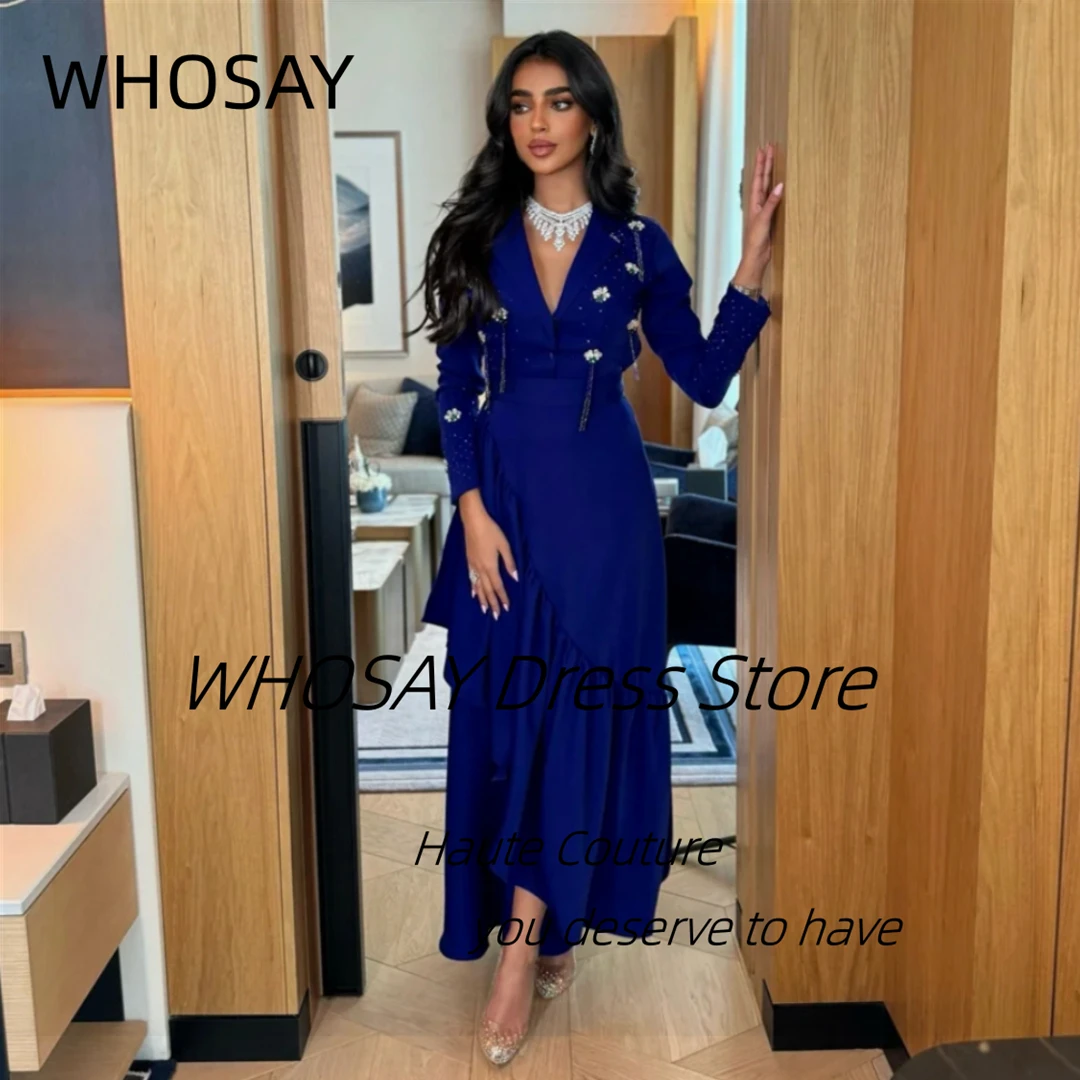 WHOSAY Saudi Arabia Prom Dresses V Neck Beaded Vestidos Des Noches Long Sleeves Special Occasion Women Evening Gowns Customized
WHOSAY Saudi Arabia Prom Dresses V Neck Beaded Vestidos Des Noches Long Sleeves Special Occasion Women Evening Gowns Customized