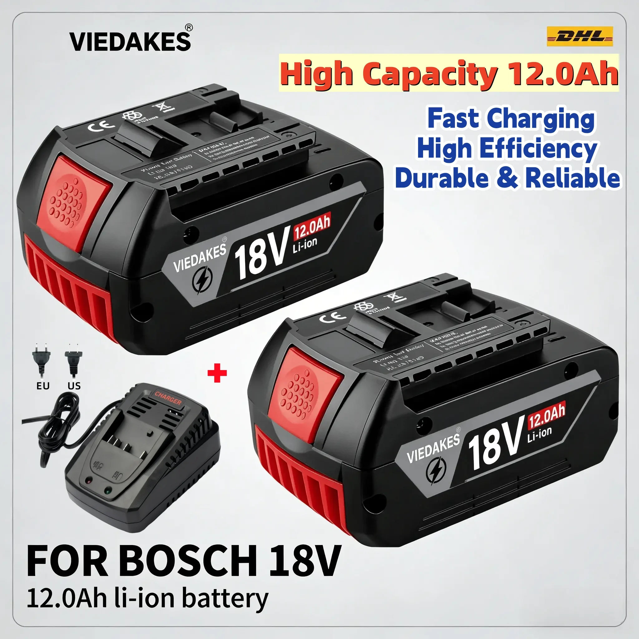 VIEDAKES for 보쉬 18V 배터리 10Ah 18650 Rechargeable Battery for GSB GSR for Bosch 18V battery Stable Output
VIEDAKES for 보쉬 18V 배터리 10Ah 18650 Rechargeable Battery for GSB GSR for Bosch 18V battery Stable Output