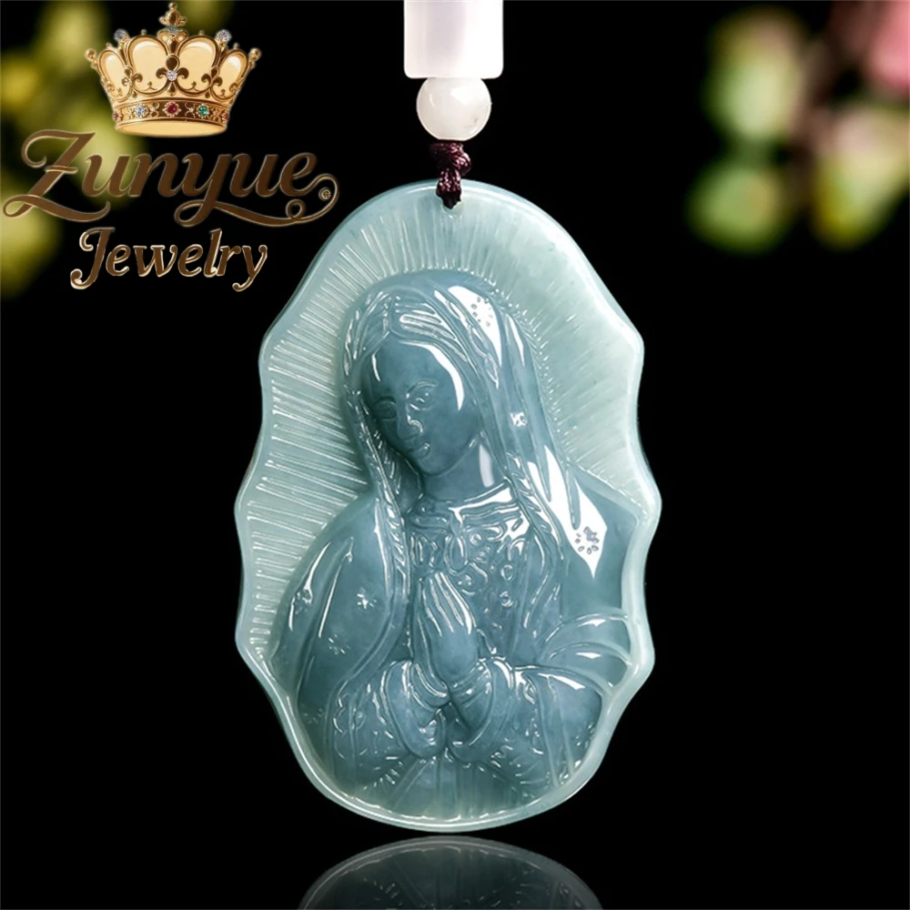 High-End Natural A-Grade Jadeite Blue Water Virgin Mary Exquisite Pendant Jade Pendant For Men And Women Couple Pendants 
High-End Natural A-Grade Jadeite Blue Water Virgin Mary Exquisite Pendant Jade Pendant For Men And Women Couple Pendants