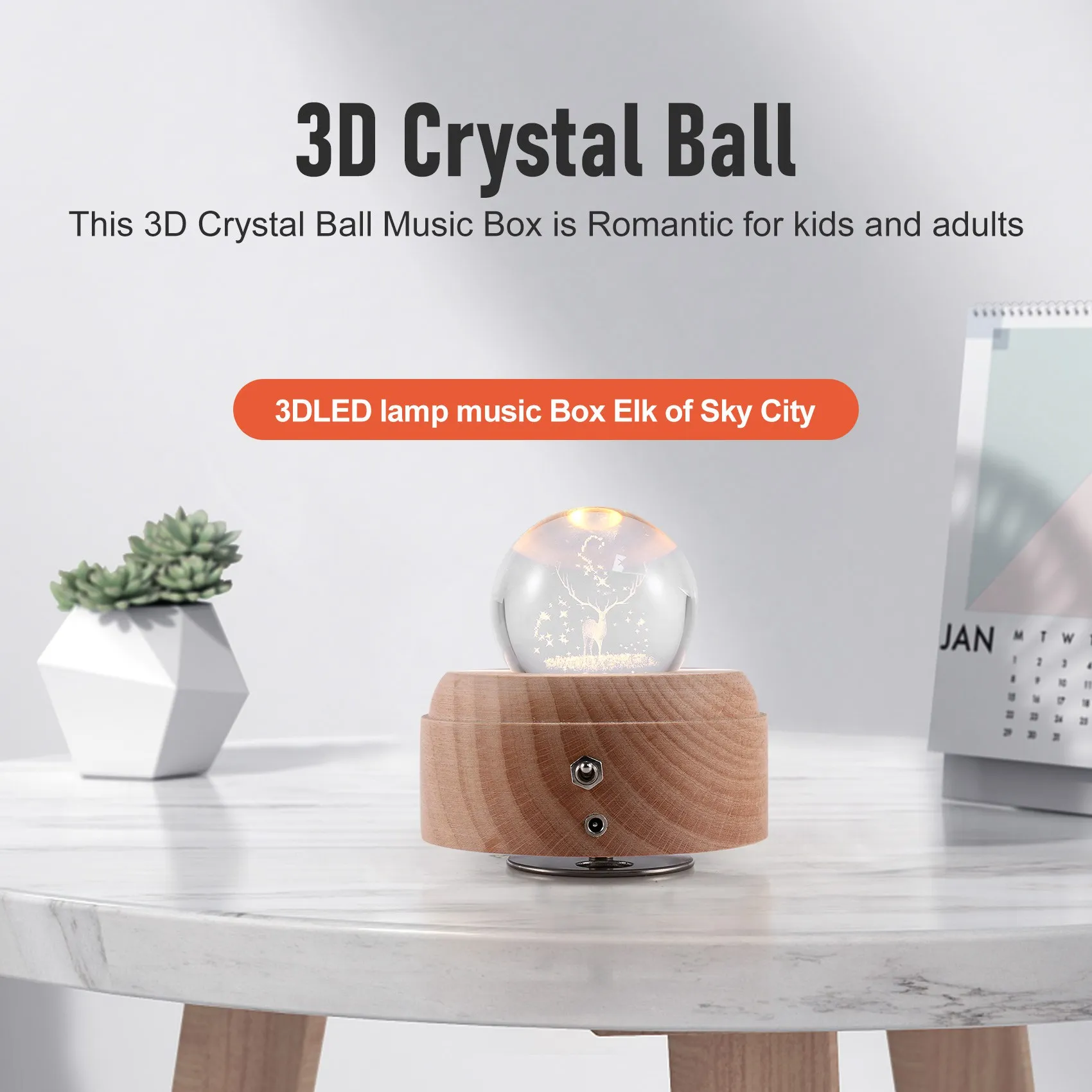 B59A 3D Crystal Ball Music Box The Deer Luminous Rotating Musical Box With Projection Led Light
B59A 3D Crystal Ball Music Box The Deer Luminous Rotating Musical Box With Projection Led Light
