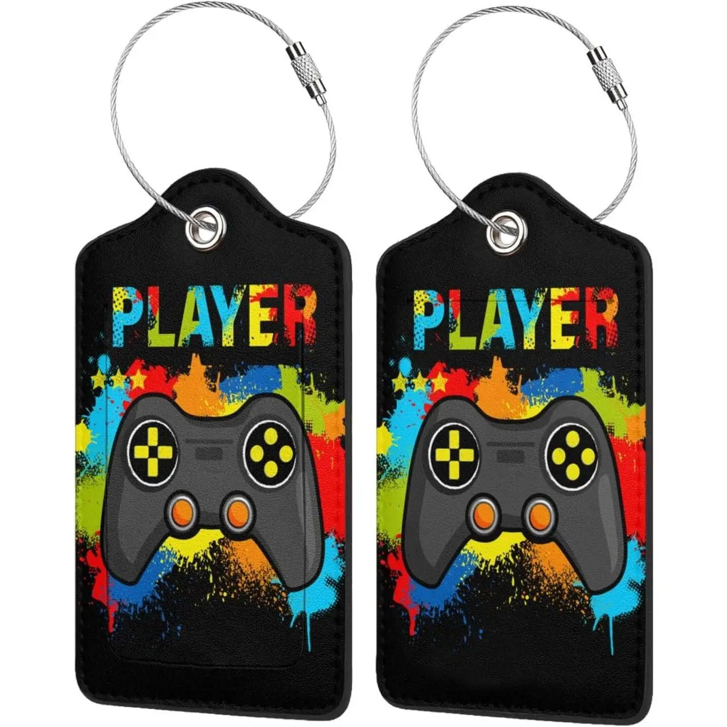 Красочные игры для видеоигр, игровой геймпад, комплект из 2 шт., кожаная сумка с принтом, багажные бирки для чемодана, дорожный рюкзак из нержавеющей стали
Красочные игры для видеоигр, игровой геймпад, комплект из 2 шт., кожаная сумка с принтом, багажные бирки для чемодана, дорожный рюкзак из нержавеющей стали