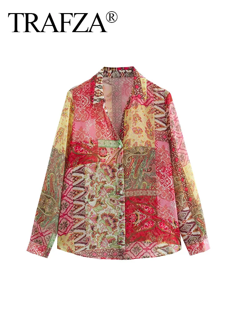 TRAFZA Summer Shirts Woman 2024 Trendy Print Turn-Down Collar Long Sleeves Single Breasted Female Vintage Loose Chic Blouse Traf
TRAFZA Summer Shirts Woman 2024 Trendy Print Turn-Down Collar Long Sleeves Single Breasted Female Vintage Loose Chic Blouse Traf