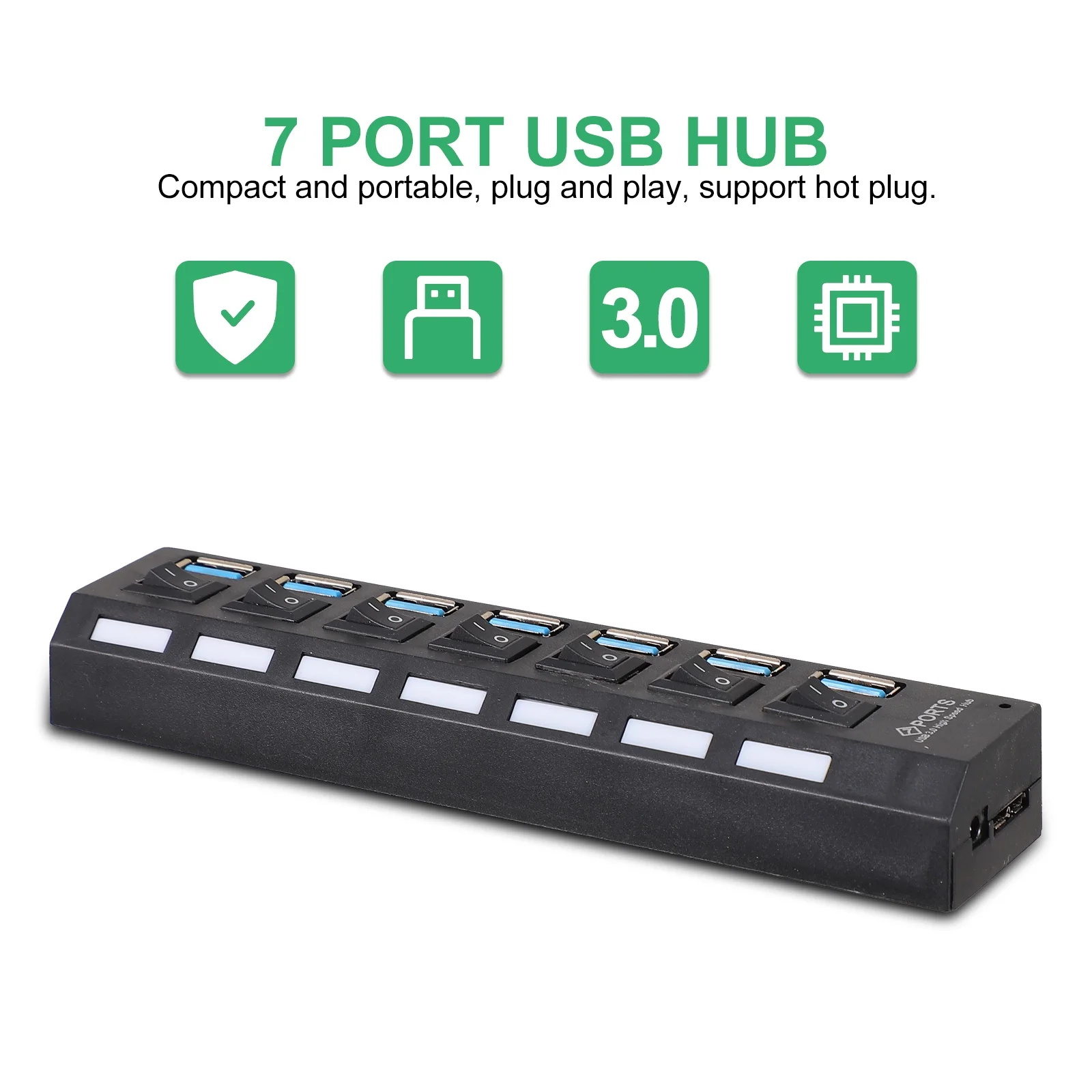 7 Port USB 3.0 Hub Multi-Port Expansion Adapter 5gbps Data Transfer Laptop Computer Accessories Hot Swappable USB Hub
7 Port USB 3.0 Hub Multi-Port Expansion Adapter 5gbps Data Transfer Laptop Computer Accessories Hot Swappable USB Hub