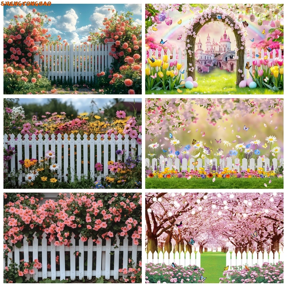 Spring Garden Flower Photography Backdrop Easter Green Grass Floral Fence Bridal Shower Wedding Birthday Party Background Studio
Spring Garden Flower Photography Backdrop Easter Green Grass Floral Fence Bridal Shower Wedding Birthday Party Background Studio