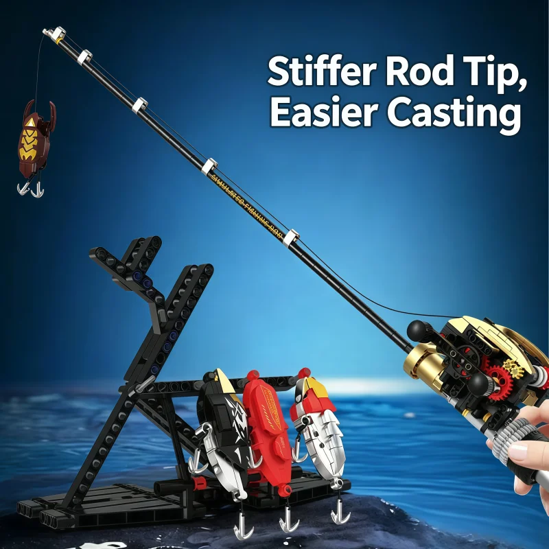 Simulation fishing rod building block assembly set, equipped with a functional fishing reel and fake bait, high-end desktop and
Simulation fishing rod building block assembly set, equipped with a functional fishing reel and fake bait, high-end desktop and