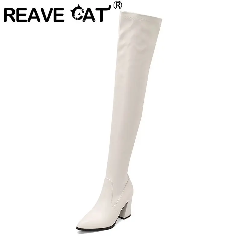 REAVE CAT 2025 пикантные женские сапоги выше колена с острым носком на блочном каблуке 8,5 см без шнуровки плюс размер 42 47 48 49 50 эластичные бедра Bota
REAVE CAT 2025 пикантные женские сапоги выше колена с острым носком на блочном каблуке 8,5 см без шнуровки плюс размер 42 47 48 49 50 эластичные бедра Bota