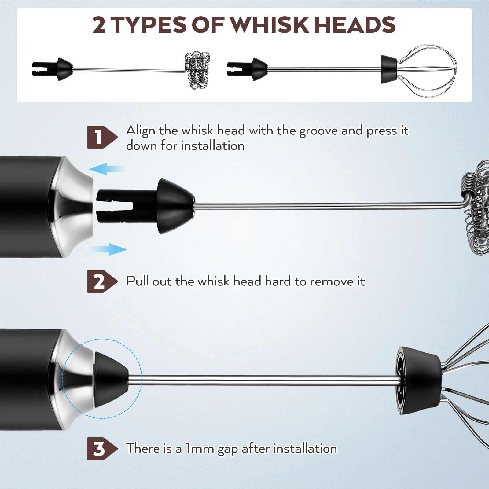 Electric Whisk Handheld Milk Frother Egg Beater Automatic Mixer 2 Whisk Heads 3 Speeds Low Noise Rechargeable USB for Home 
Electric Whisk Handheld Milk Frother Egg Beater Automatic Mixer 2 Whisk Heads 3 Speeds Low Noise Rechargeable USB for Home