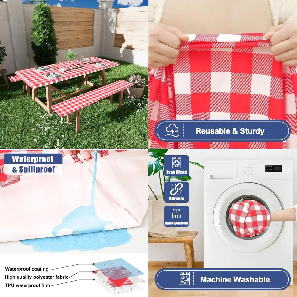 Waterproof Elastic 2-Pack Tablecloths for 8FT Rectangular Tables, Red & White Buffalo Plaid, Ideal for Outdoors, Dining, and Hol
Waterproof Elastic 2-Pack Tablecloths for 8FT Rectangular Tables, Red & White Buffalo Plaid, Ideal for Outdoors, Dining, and Hol
