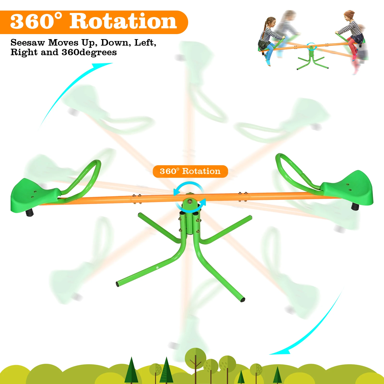 360 Degree Rotation Outdoor Kids Spinning Seesaw Sit and Spin Teeter Totter Outdoor Playground Equipment Swivel Teeter Totter
360 Degree Rotation Outdoor Kids Spinning Seesaw Sit and Spin Teeter Totter Outdoor Playground Equipment Swivel Teeter Totter