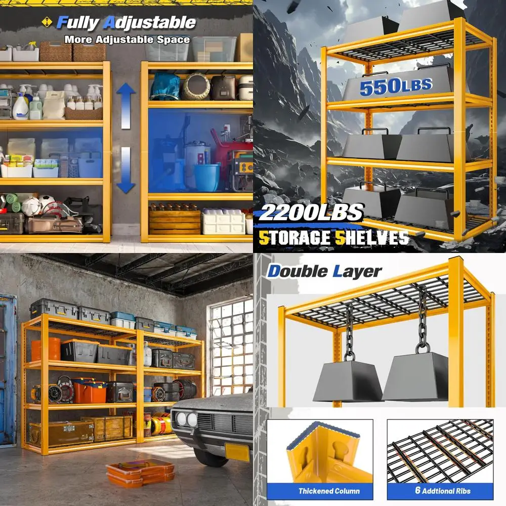 40 Wide Heavy Duty 4-Tier Metal Garage Shelving, 2200 lbs Capacity, Orange
40 Wide Heavy Duty 4-Tier Metal Garage Shelving, 2200 lbs Capacity, Orange