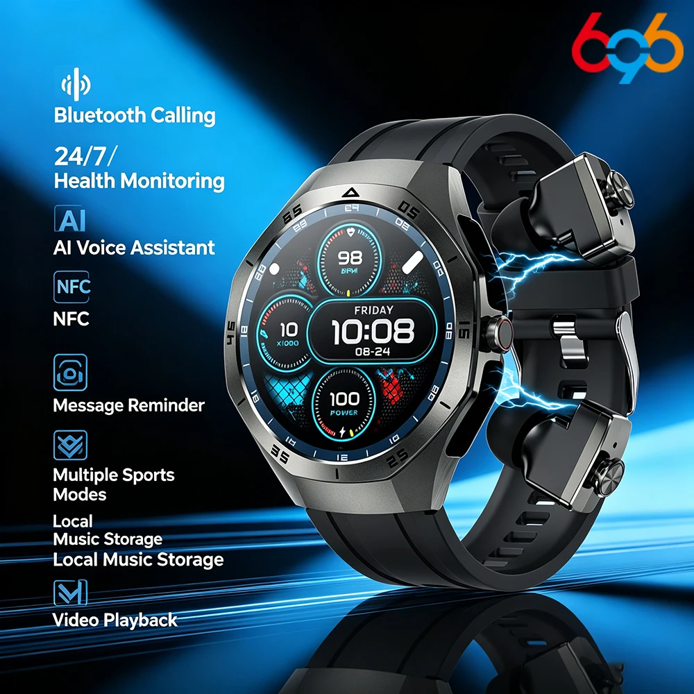 Local Music Smartwatch With Built-in Headphones 2-in-1 Bluetooth Earphones Smart Watch NFC Men Women 24H Health Monitor Sports
Local Music Smartwatch With Built-in Headphones 2-in-1 Bluetooth Earphones Smart Watch NFC Men Women 24H Health Monitor Sports