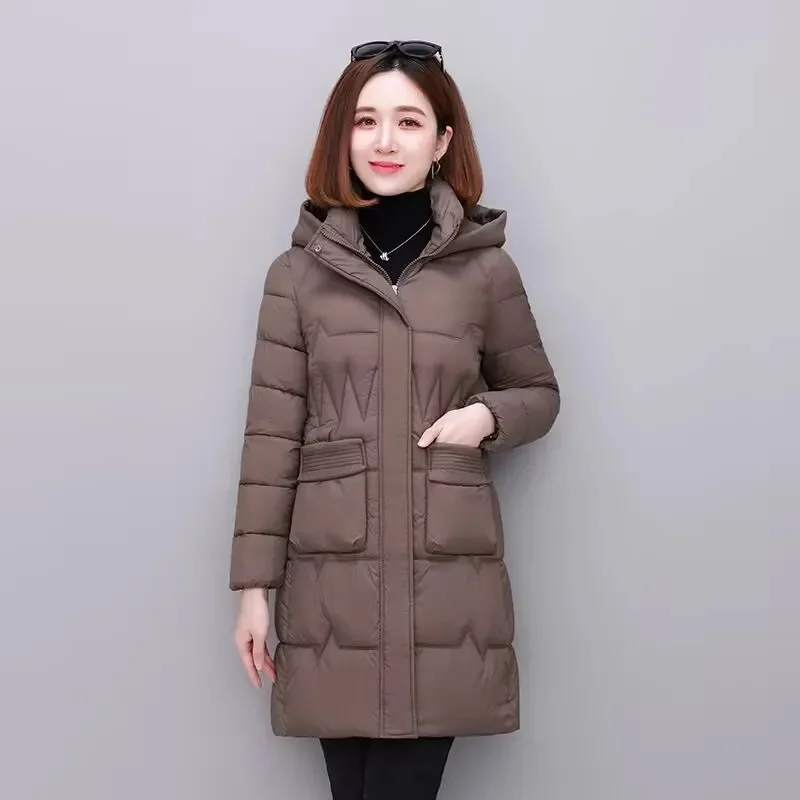 Autumn Winter Coat Women Fashion Middle Age Mother Slim Down Cotton Hooded Jacket Mid Long Casual Solid Warm Thick Outwear Parka
Autumn Winter Coat Women Fashion Middle Age Mother Slim Down Cotton Hooded Jacket Mid Long Casual Solid Warm Thick Outwear Parka