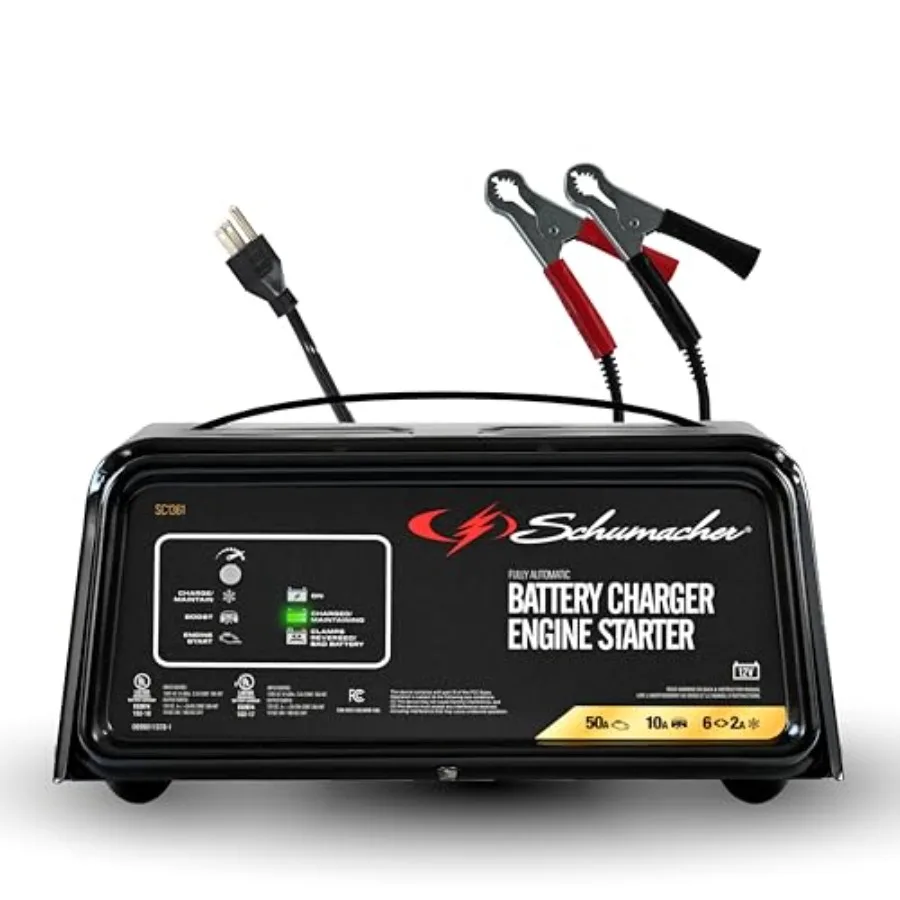 6A Car Battery Charger and 50A Engine Starter 4-in-1 Solution for Automotive Use ABS Plastic Housing Black Compact Design with
6A Car Battery Charger and 50A Engine Starter 4-in-1 Solution for Automotive Use ABS Plastic Housing Black Compact Design with