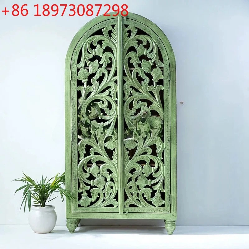 Carved solid wood wardrobe American country bedroom locker Opposite door locker
Carved solid wood wardrobe American country bedroom locker Opposite door locker