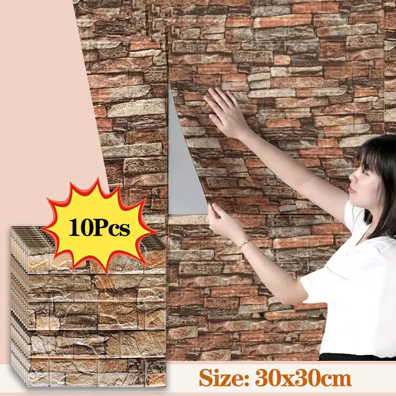 10PCS Retro Brick XPE Foam Wall Stickers for Living Room Bedroom Wall Decoration Waterproof Small Size Wallpaper DIY Home Decor
10PCS Retro Brick XPE Foam Wall Stickers for Living Room Bedroom Wall Decoration Waterproof Small Size Wallpaper DIY Home Decor