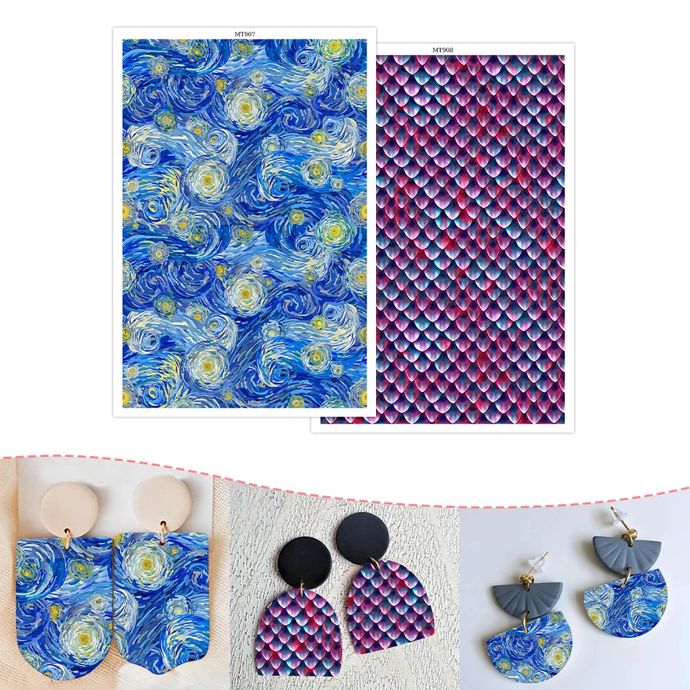 Starry Sky Sparkly Scale Mermaid Pattern Soft Ceramic Earrings Water Soluble Disposable Sticker for Diy Jewelry Making Decal
Starry Sky Sparkly Scale Mermaid Pattern Soft Ceramic Earrings Water Soluble Disposable Sticker for Diy Jewelry Making Decal