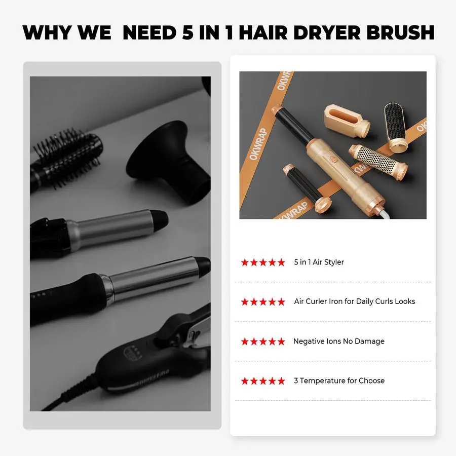 in ONE Blow Dryer Brush,Air Curling Iron Round Brush Blow Dryer 800W,Ionic Hair Dryer Brush for Women, Hot Air Brush Hair Stylin
in ONE Blow Dryer Brush,Air Curling Iron Round Brush Blow Dryer 800W,Ionic Hair Dryer Brush for Women, Hot Air Brush Hair Stylin