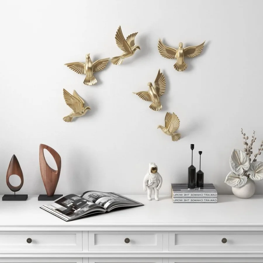 6 Pieces Set Gold Flocking Birds Modern Wall Dr Set for Living Room DIY Combination 
6 Pieces Set Gold Flocking Birds Modern Wall Dr Set for Living Room DIY Combination