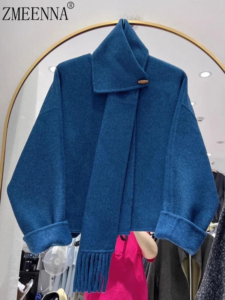 ZMEENNA женское короткое шерстяное пальто со съемным шарфом, теплая зимняя верхняя одежда, свободный крой, королевский синий ZM4407
ZMEENNA женское короткое шерстяное пальто со съемным шарфом, теплая зимняя верхняя одежда, свободный крой, королевский синий ZM4407
