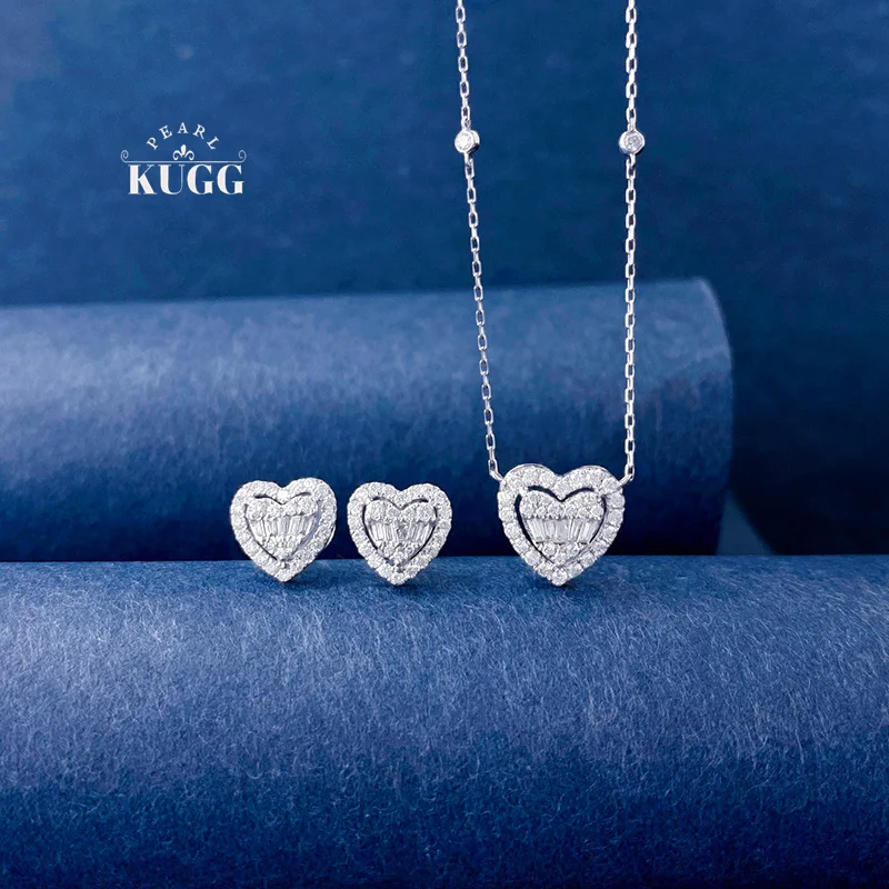 KUGG 100% 18K White Gold Necklace Heart Shape Real Natural Diamond Necklace&Earrings&Bracelet for Women High Party Jewelry Set
KUGG 100% 18K White Gold Necklace Heart Shape Real Natural Diamond Necklace&Earrings&Bracelet for Women High Party Jewelry Set