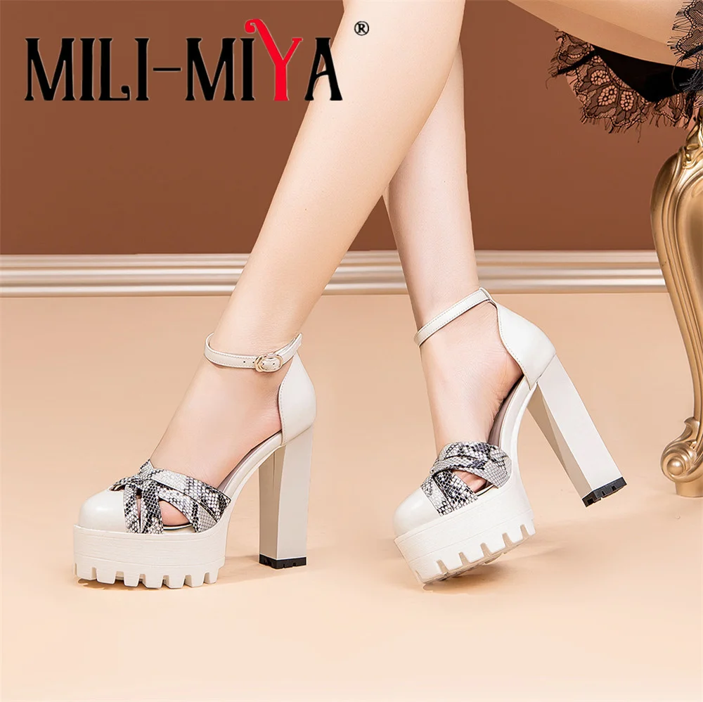 MILI-MIYA New Arrival Snake Pattern Mixed Color Women Cow Leather Pumps Super High Thick Heels Platform Dress Party Shoes
MILI-MIYA New Arrival Snake Pattern Mixed Color Women Cow Leather Pumps Super High Thick Heels Platform Dress Party Shoes