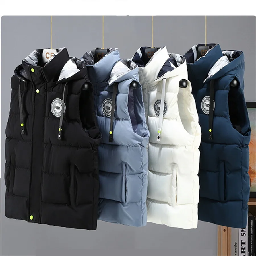 Black Men Cotton Padded Vest Fashion Detachable Hooded Sleeveless Jackets Winter Warm Men's Clothes Male Thick Coat Big Size 5XL
Black Men Cotton Padded Vest Fashion Detachable Hooded Sleeveless Jackets Winter Warm Men's Clothes Male Thick Coat Big Size 5XL