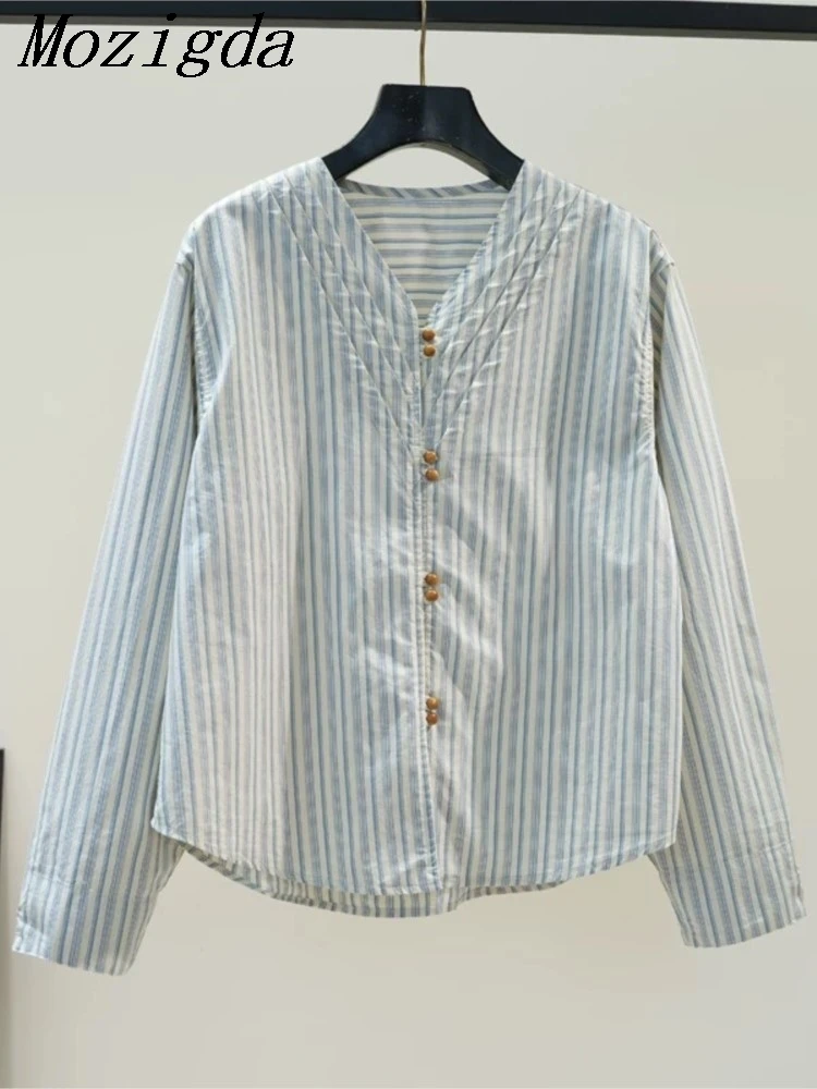 Spring Summer Cotton V-Neck Striped Women Shirt Blouse Female Single Breasted Cotton French Woman Shirt Ladies Tops
Spring Summer Cotton V-Neck Striped Women Shirt Blouse Female Single Breasted Cotton French Woman Shirt Ladies Tops