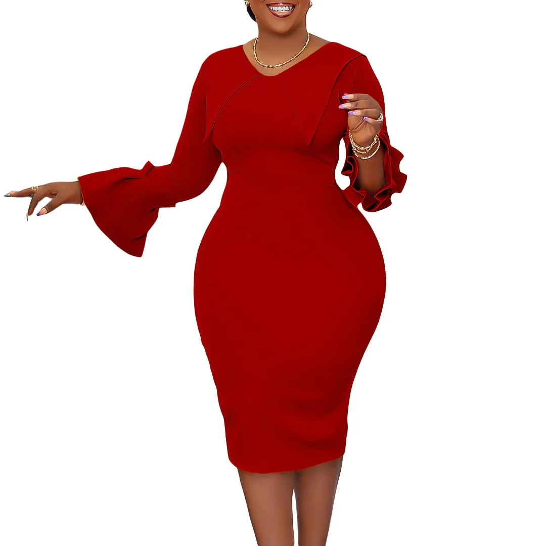 African Dresses for Women 2023 Summer Elegant Sexy Flare Sleeve Red Orange Green High Waist Bodycon Dress Robe African Clothes
African Dresses for Women 2023 Summer Elegant Sexy Flare Sleeve Red Orange Green High Waist Bodycon Dress Robe African Clothes