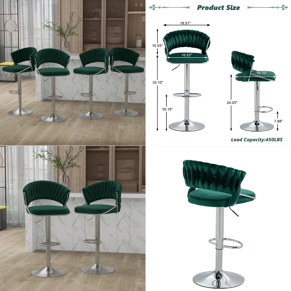 Bar Stool Set of 4, 25 Inch Swivel Ergonomic Counter Height Chairs with Cushioned Seat, Open X Back amp Footrest, 4 PCS Wooden
Bar Stool Set of 4, 25 Inch Swivel Ergonomic Counter Height Chairs with Cushioned Seat, Open X Back amp Footrest, 4 PCS Wooden