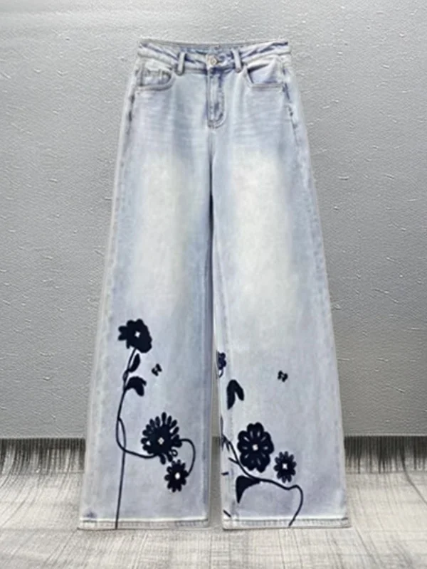 Spring 2026 Casual High Waist Wide Leg Jeans Women's Loose Fit Floral Embroidery Denim Pants Straight Cut Slimming Long Trousers
Spring 2026 Casual High Waist Wide Leg Jeans Women's Loose Fit Floral Embroidery Denim Pants Straight Cut Slimming Long Trousers