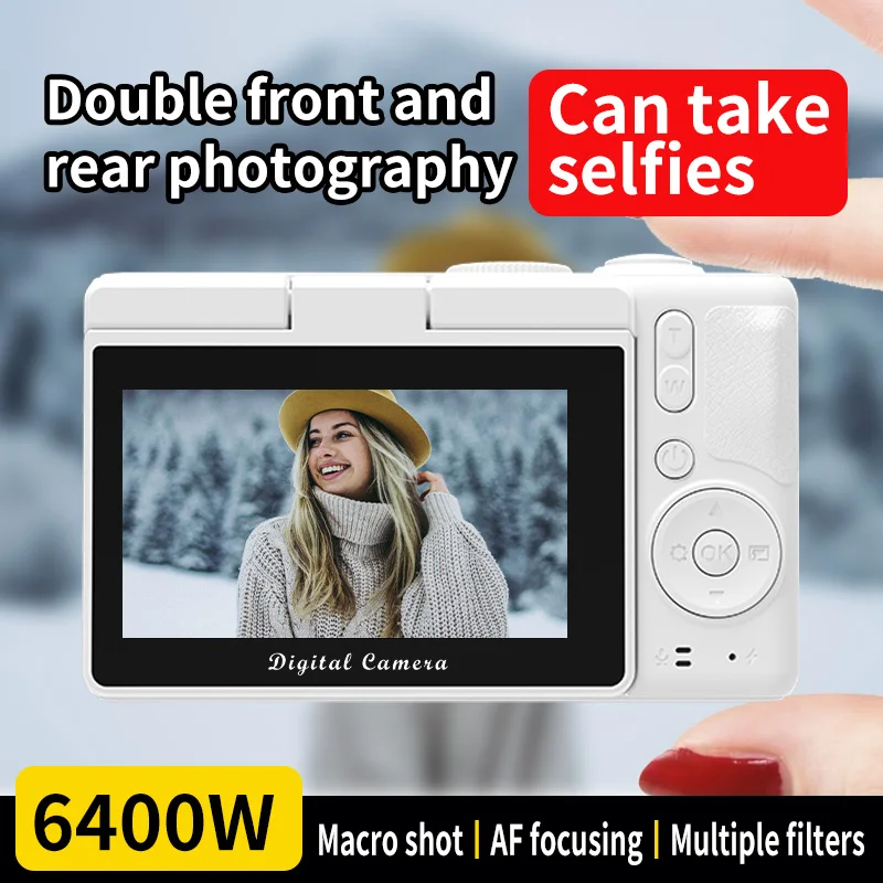 64MP ultra-high-definition mirrorless digital camera with self-portrait function flip-up DSLR student campus travel camera
64MP ultra-high-definition mirrorless digital camera with self-portrait function flip-up DSLR student campus travel camera