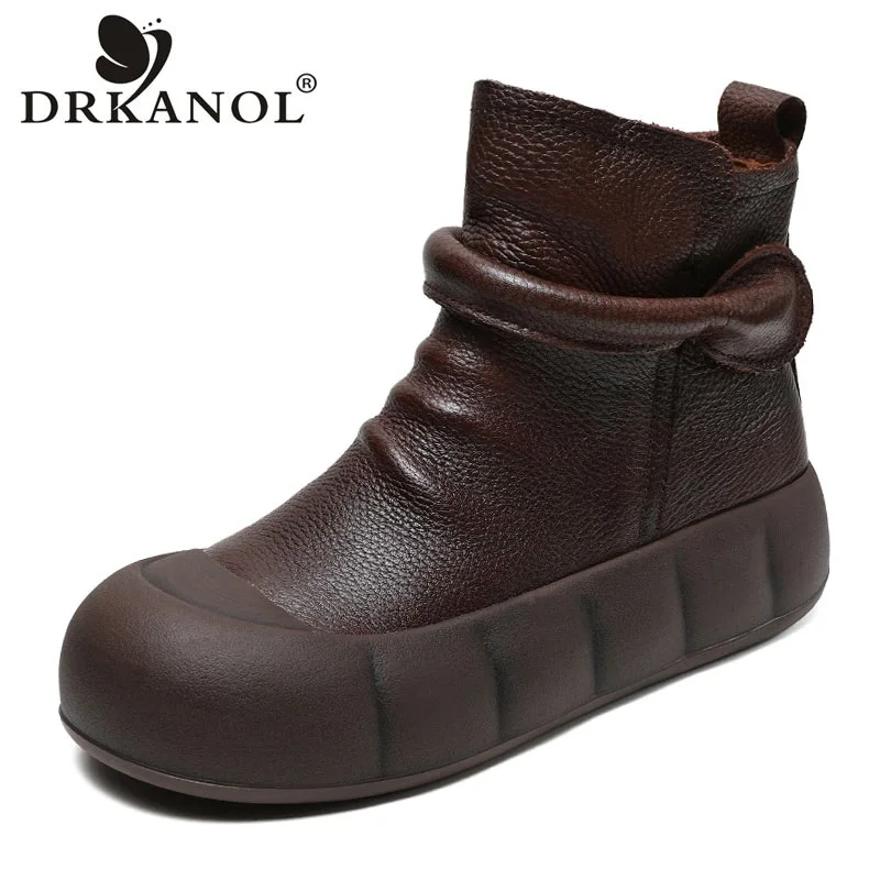 DRKANOL 2024 Women Genuine Leather Boots Autumn Winter Round Toe Thick Bottom Side Zipper Pleated Handmade Retro Ankle Boots
DRKANOL 2024 Women Genuine Leather Boots Autumn Winter Round Toe Thick Bottom Side Zipper Pleated Handmade Retro Ankle Boots