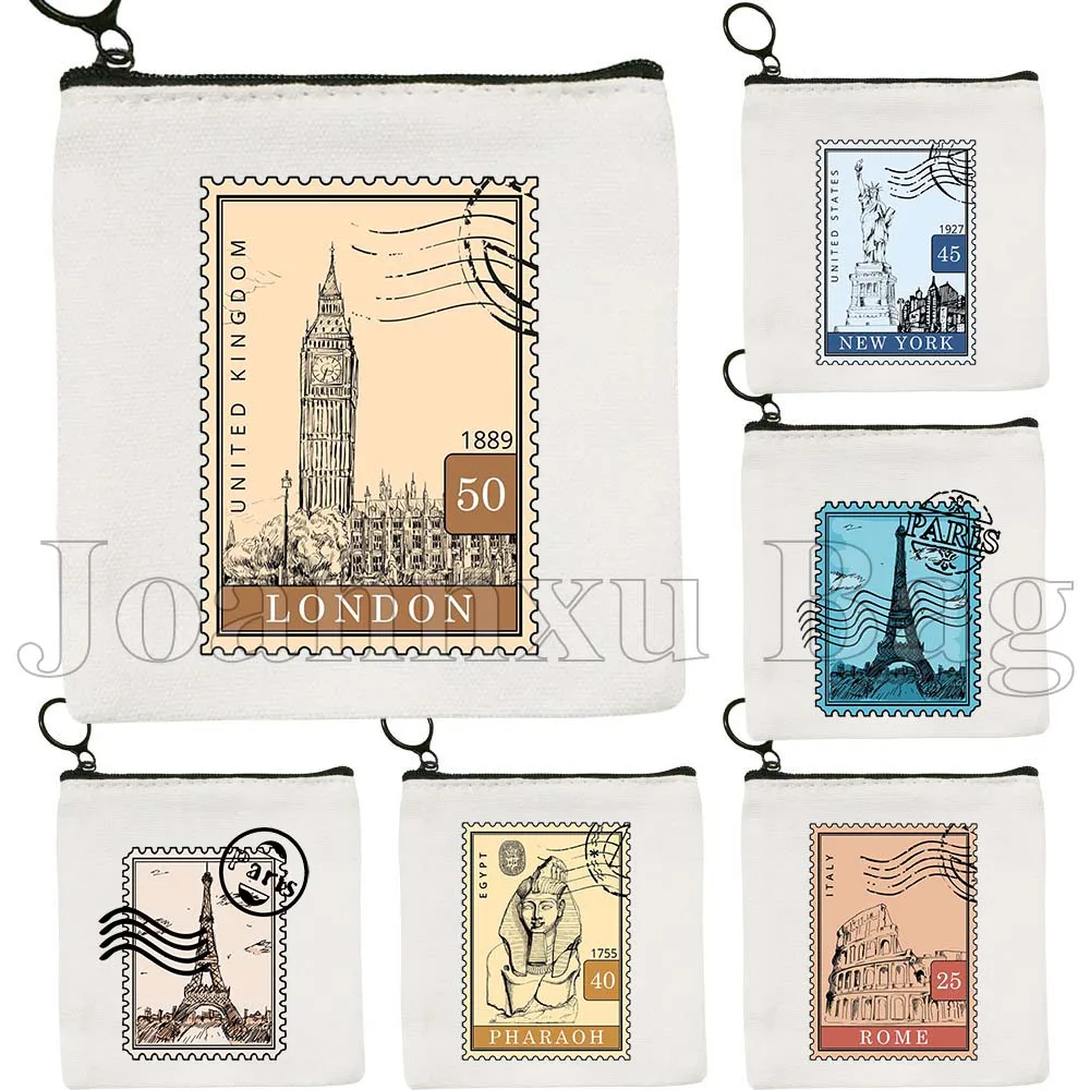 London New York Paris Pharaoh Egypt Rome Italy Postages Stamps Art Cute Gifts Canvas Key Coin Purse Card Bag Wallet Zipper Pouch
London New York Paris Pharaoh Egypt Rome Italy Postages Stamps Art Cute Gifts Canvas Key Coin Purse Card Bag Wallet Zipper Pouch