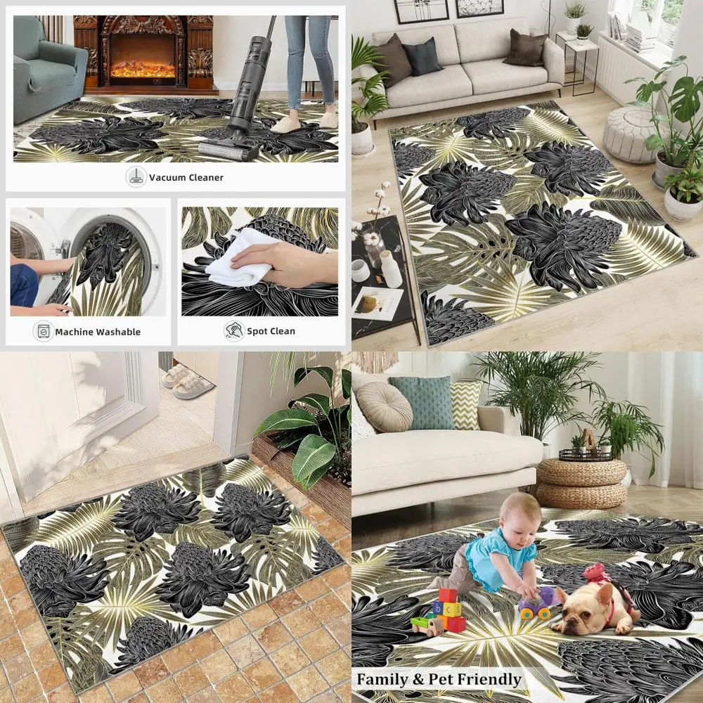 Black And Gold Tortoise Bamboo Area Rug, Ideal For Living Room, Bedroom, Tropical Plant Design, Washable Carpet For Dining Room
Black And Gold Tortoise Bamboo Area Rug, Ideal For Living Room, Bedroom, Tropical Plant Design, Washable Carpet For Dining Room