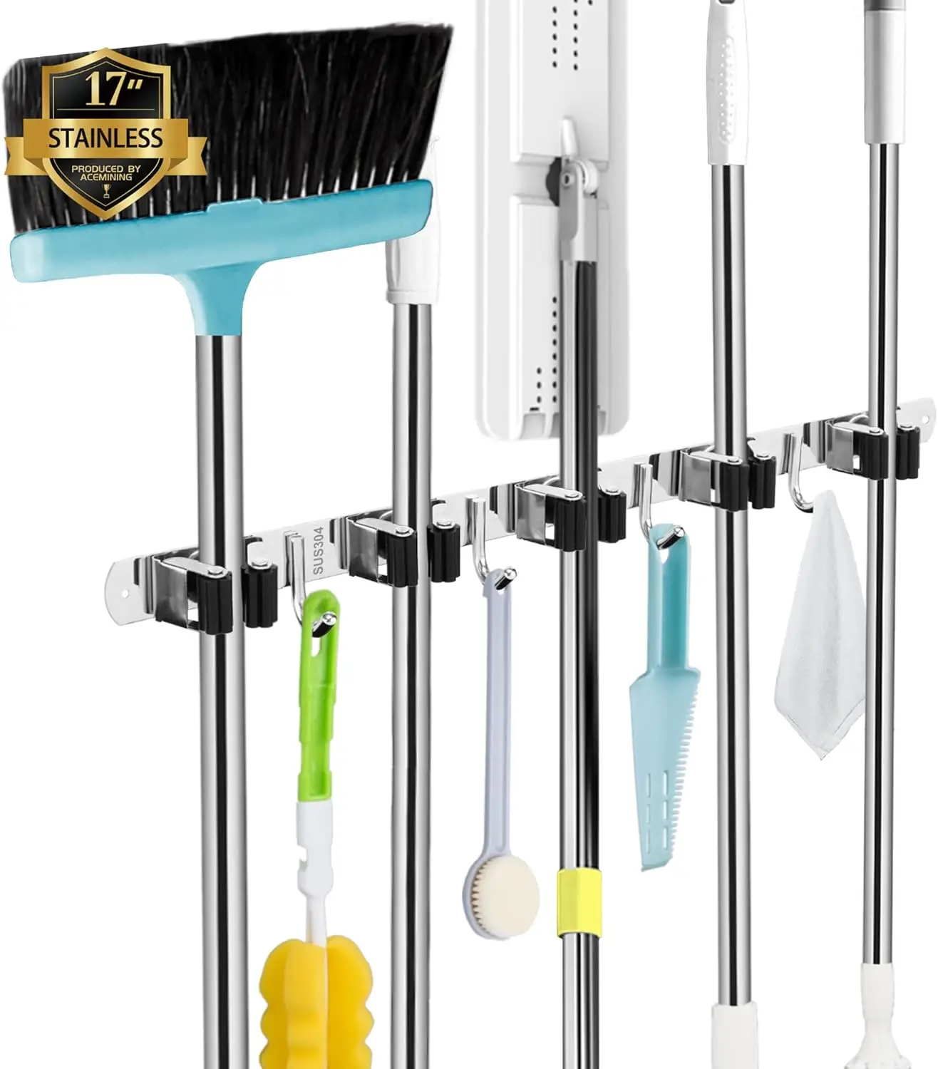 5 Racks and 4 Hooks Mop and Broom Holder Wall Mount, Broom Organizer Storage Tool Racks Stainless Steel Heavy Duty Hooks
5 Racks and 4 Hooks Mop and Broom Holder Wall Mount, Broom Organizer Storage Tool Racks Stainless Steel Heavy Duty Hooks