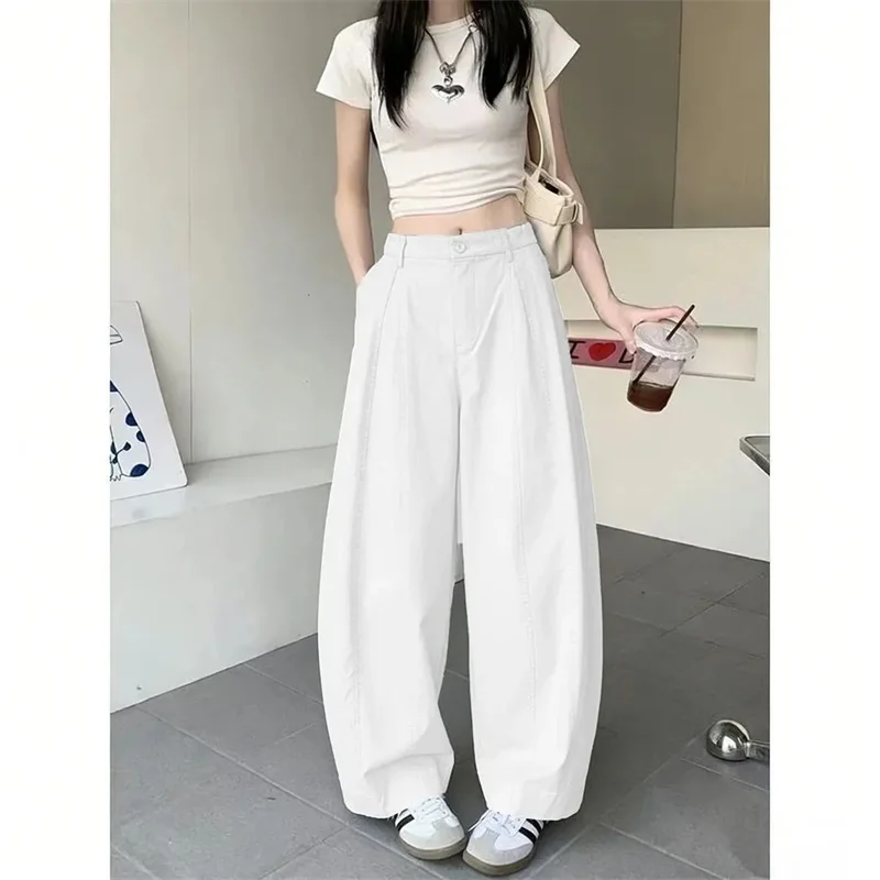 Summer Women Loose Curved Knife Pantalons Female High End Thin Casual Pants Korean Ladies Fashion High Waist Wide Leg Trousers
Summer Women Loose Curved Knife Pantalons Female High End Thin Casual Pants Korean Ladies Fashion High Waist Wide Leg Trousers