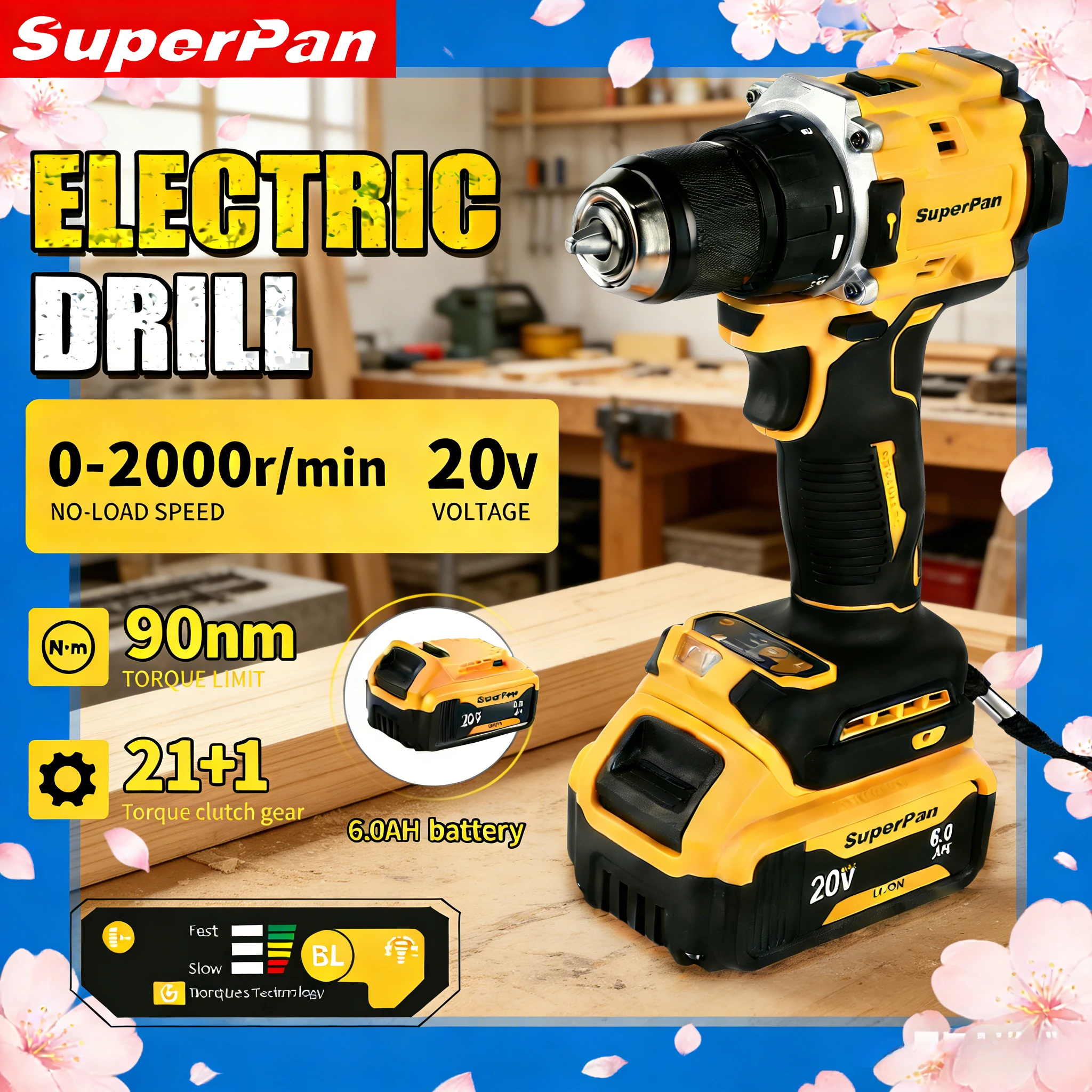 SuperPan SP805 Brushless Drill 90N.m Torque Easy Chuck Installation Low Noise Low Wear Durable for dewalt 20V battery pin
SuperPan SP805 Brushless Drill 90N.m Torque Easy Chuck Installation Low Noise Low Wear Durable for dewalt 20V battery pin