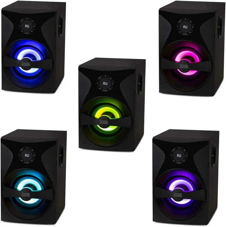 Bluetooth 2.1 Surround Sound System with LED Light Display, FM Tuner, USB/SD Card Inputs - Multimedia PC Speaker Set
Bluetooth 2.1 Surround Sound System with LED Light Display, FM Tuner, USB/SD Card Inputs - Multimedia PC Speaker Set