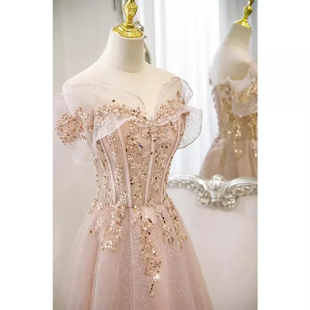 2024 Summer New One-word Shoulder Gentle Pink Evening Dress Hostess Vocal Art Test Temperament Engagement Dress
2024 Summer New One-word Shoulder Gentle Pink Evening Dress Hostess Vocal Art Test Temperament Engagement Dress