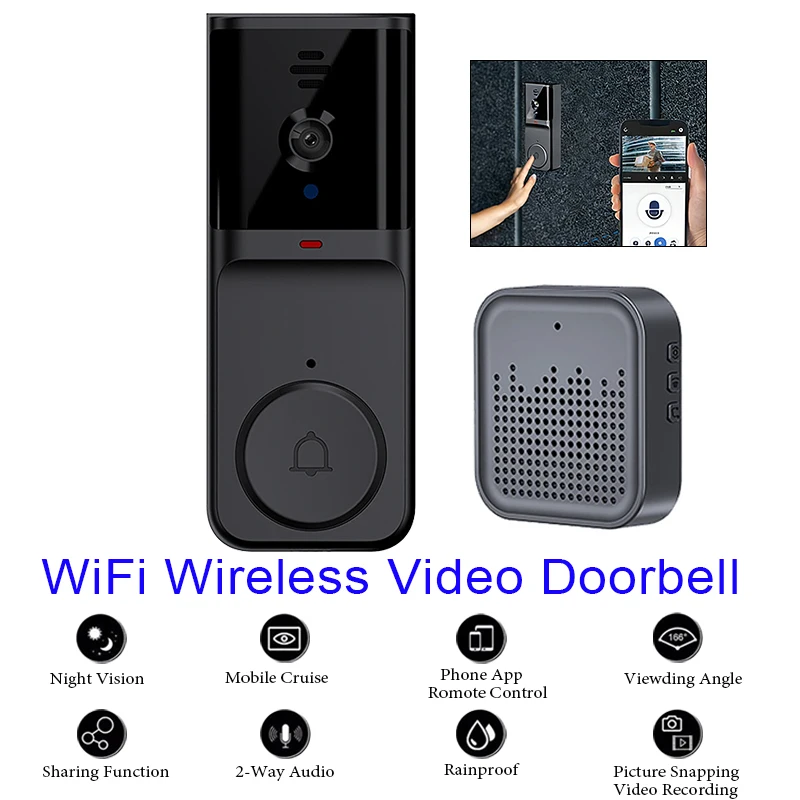 Tuya WiFi Wireless Video Doorbell Two-Way Intercom Infrared Night Vision Mobile APP Remote Control Home Surveillance Door Bell
Tuya WiFi Wireless Video Doorbell Two-Way Intercom Infrared Night Vision Mobile APP Remote Control Home Surveillance Door Bell